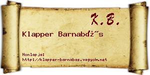 Klapper Barnabás névjegykártya